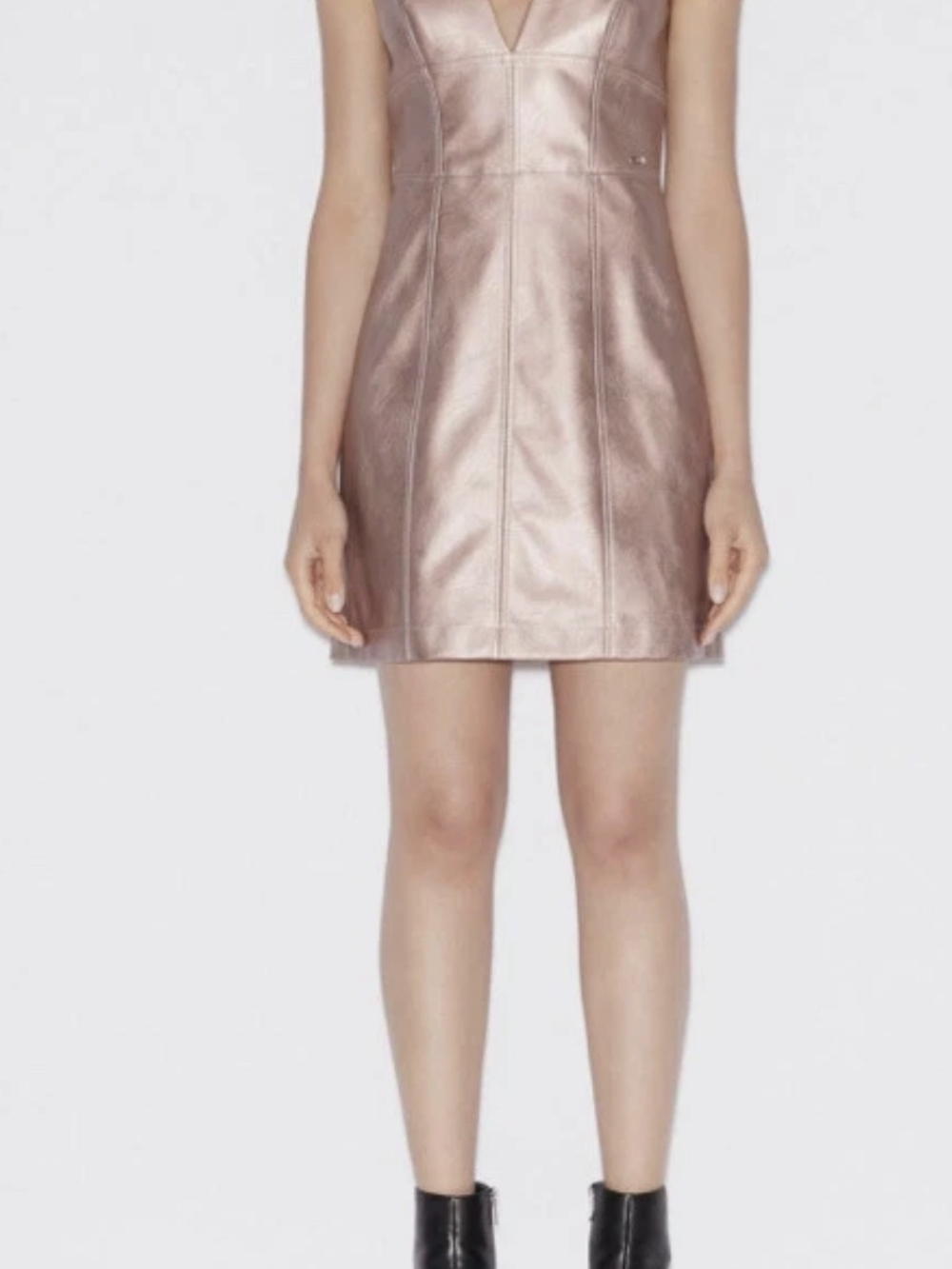 Armani Exchange Metallic Rose Gold Mini Dress